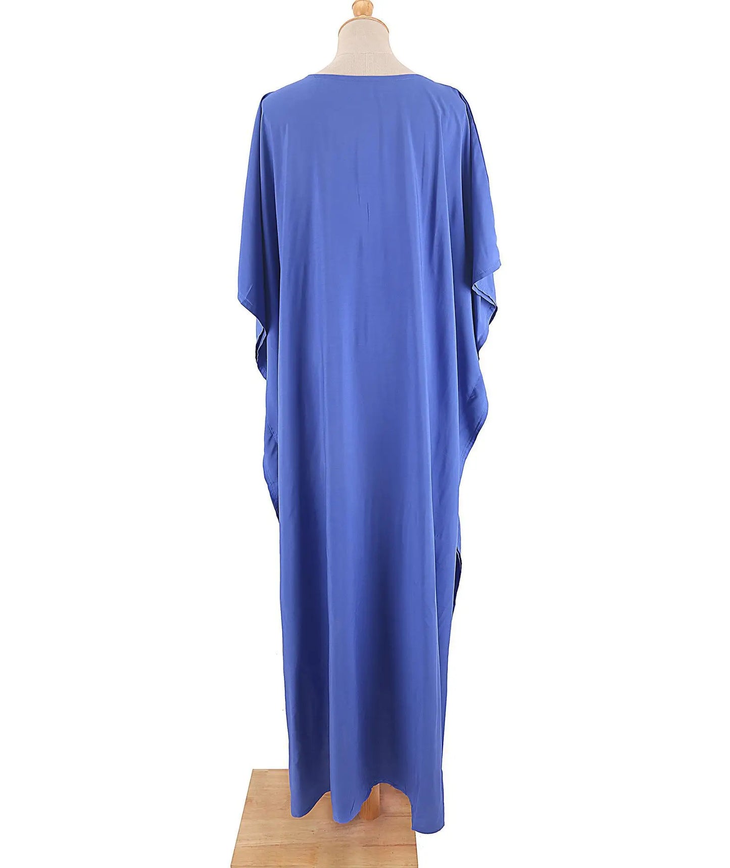 Kaftans - Women's Clothing Swimwears Solid Color Cover Up V Neck Batwing Sleeve Plus Size Beach Kaftan Dresses