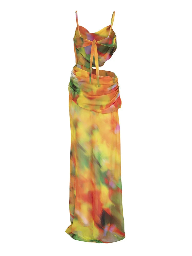 Skirts set - Sexy Wrap Around Cover Up Cut out Mesh Cover-ups Print Beach Long Dress Beathing Suit Beachwear Female Women Maxi Beach