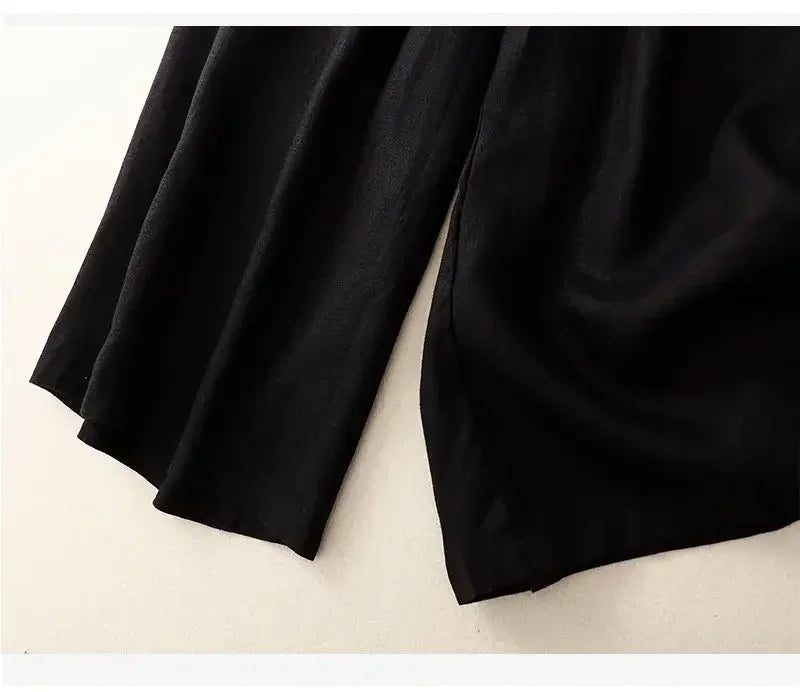 Pants - Summer Wide Leg Pants Women Elastic High Waist Cotton and Linen Casual Pants Loose Straight Yellow Women's Pants