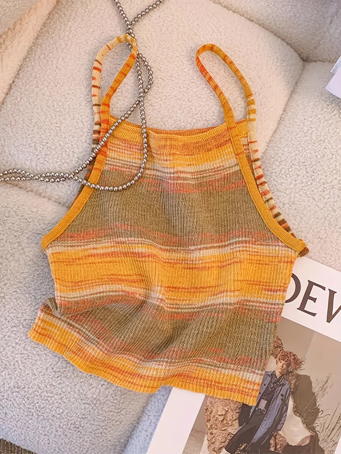 Knit Camis - 2024 Comfortable and Stylish Striped Ribbed Knit Cami Top for Women Sleeveless Square Neck Casual Top Rainbow Crop Top