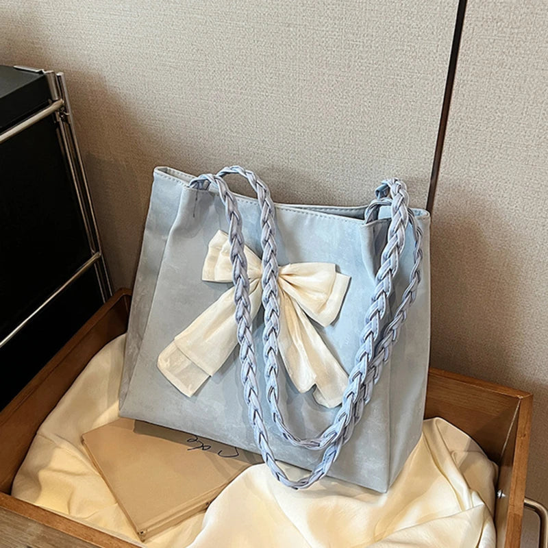 HandBags - Women's Shoulder Bag with Bows Versatile Casual Hand-held Tote Bag Women's Bag Simple Spacious Trendy Crossbody Bag Commuter Bag
