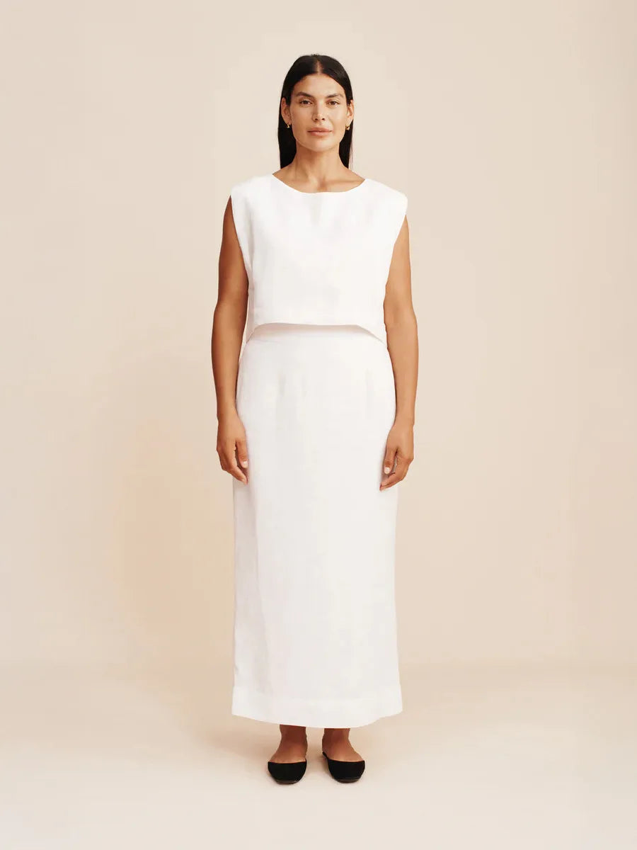 Skirts set - Cotton Linen Vest Half Skirt 2-Piece Set Women's Summer New INS Chic Short Vest Casual Set Split Long Skirt Suits