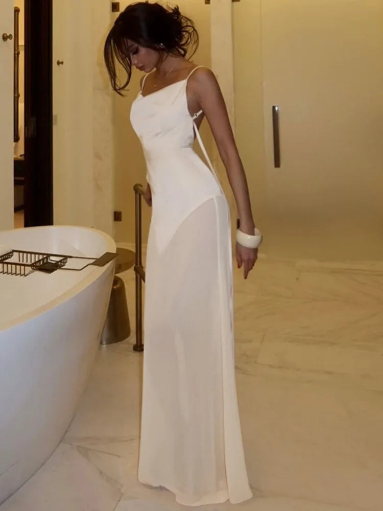 Elegant Dresses - Spaghetti Strap Strapless Sexy Maxi Dress For Women Gown Elegant Off-shoulder Backless High Waist Bodycon Long Dress