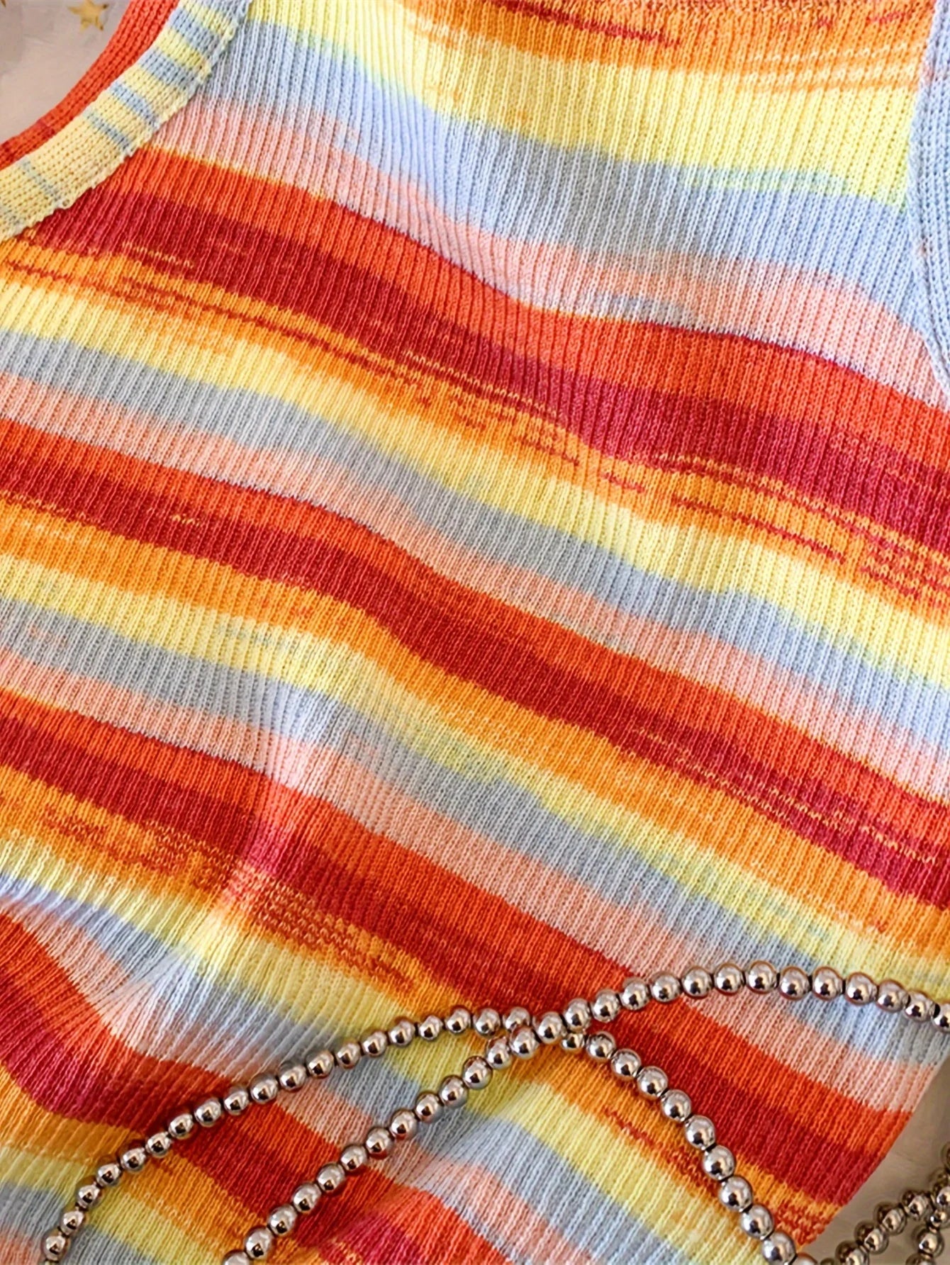 Knit Camis - 2024 Comfortable and Stylish Striped Ribbed Knit Cami Top for Women Sleeveless Square Neck Casual Top Rainbow Crop Top