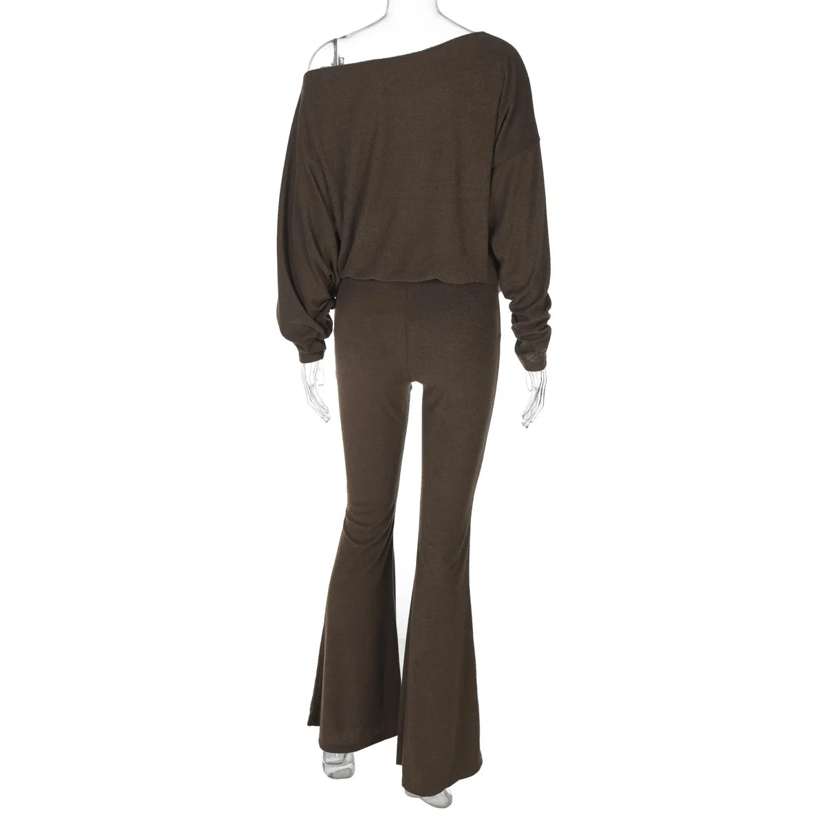 Elegant Fashion Outfits Two Piece Sets Asymmetrical Top and Flare Pant Casual Women Matching Sets Loungewear