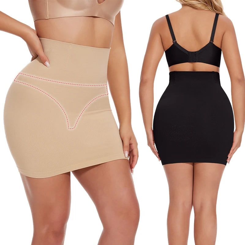 Shapers - Half Slips for Under Dress Women Shapewear Tummy Control Slim Waist Body Shaper Half Skirts Thongs 2 in 1 Butt Lifter Underwear