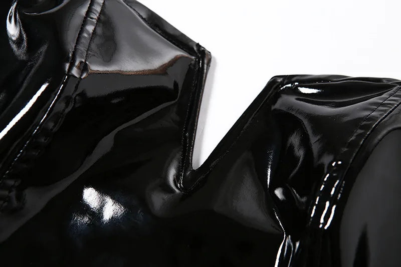 Bodysuits - Gothic PU Leather Bodysuit Strapless Bodysuit Club Backless Sexy Body Femme