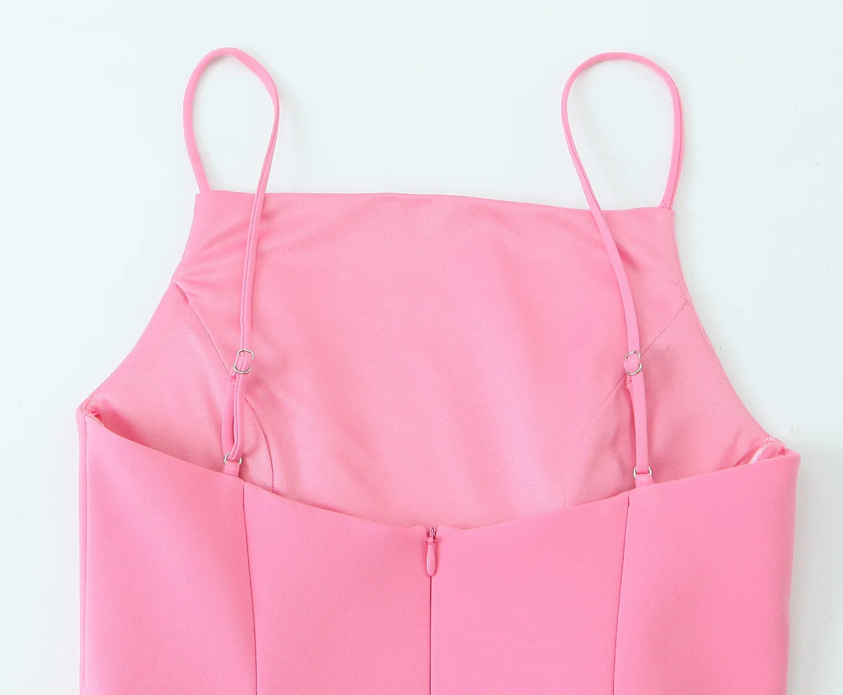 Casual Dresses - Sweet Romantic Chic Women Dress Solid Pink Pleated Sleeveless Mini Vestidos New Fashion 2025 Summer Vacation Date Dress