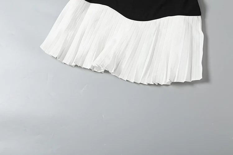 Mini Dresses - Black White Patchwork Dress Women Chest Wrap Backless Ruffles 2025 Y2K Sweet Girl Trend Chic Streetwear Mini Bodycon