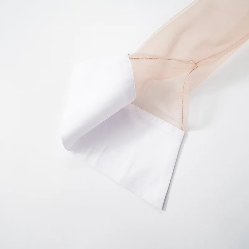 Shirt Dresses - Pullover Women Sexy Mesh See Through Turn Down Collar Night Club Dress Evening Party Summer Short Elegant Fashion Dress