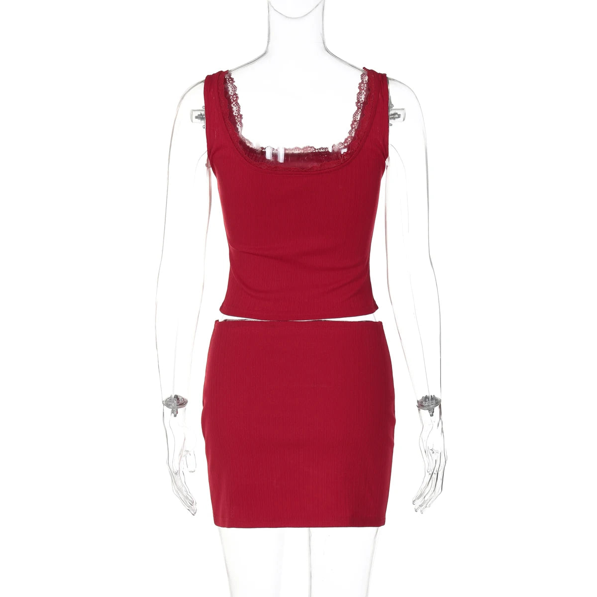 Skirts set - Women 2024 Summer Autumn Crop Tank Tops Mini Skirt Party Club Two Piece Set Outfit Basic Wholesale Items For Business