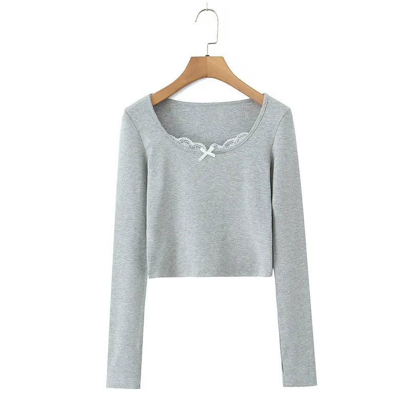 Loungewear - Women Lace Top Pant Suit Casual Bow Lace Up Patchwork Blouse Loose Elastic Waist Trouser Female Sets 2025 Spring Lady Streetwear