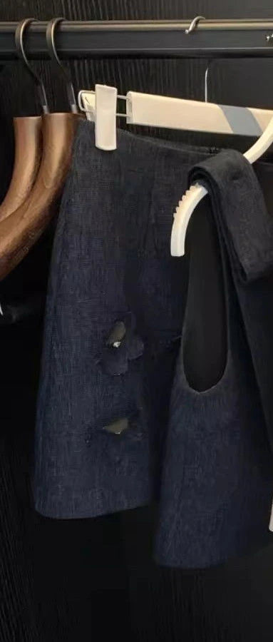 Skirts set - Korean Chic 2 Piece Set Women Clothes for 2025 Temperament Sleeveless Bow Top A-line Mini Skirt Outfits Roupas Femme Summer Sets