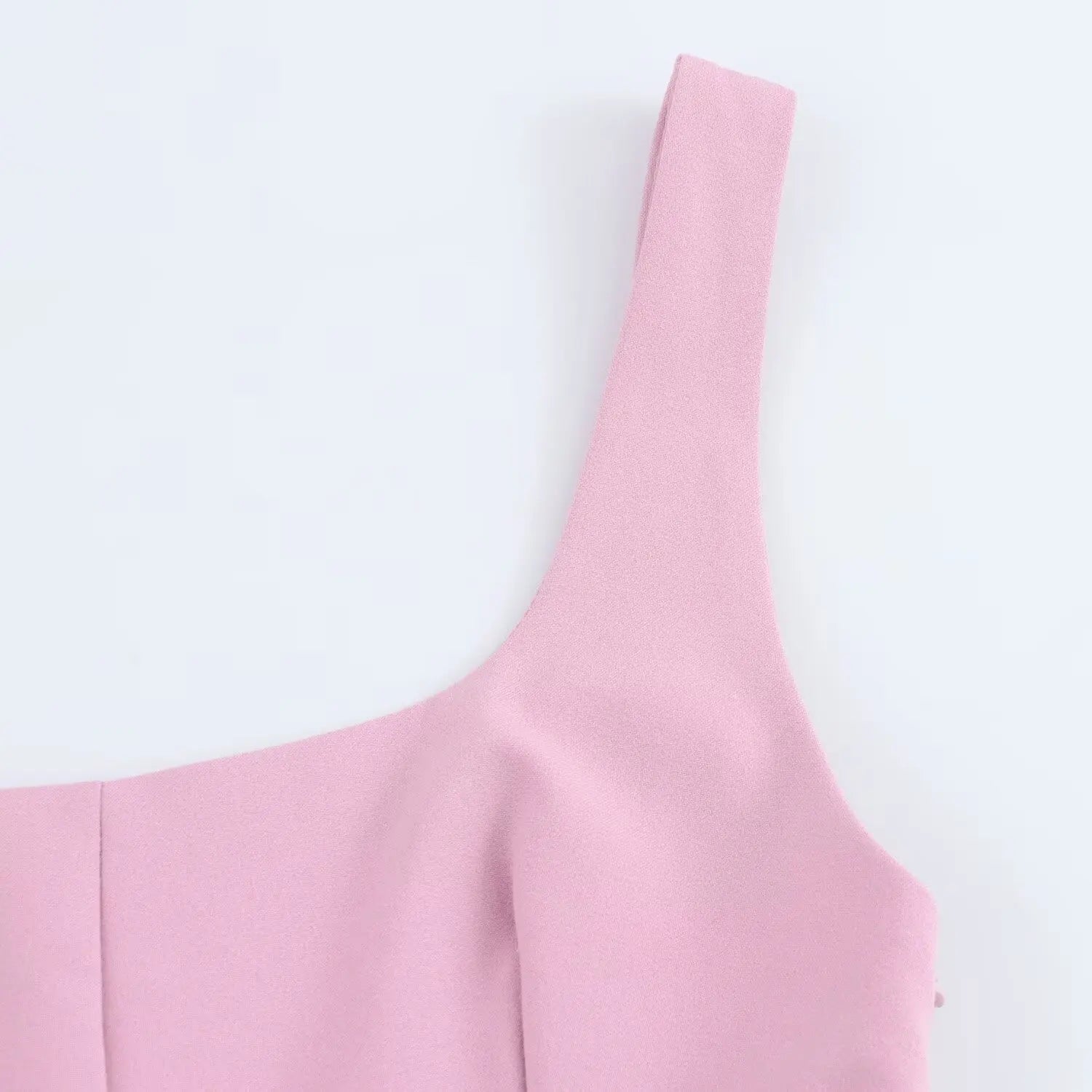 Mini Dresses - Women Fashion Square Collar Sleeveless Solid Mini Dress Female Summer Pleated Dress Chic High Street Slim Short Dress