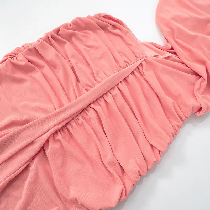 Elegant Dresses - Sexy Sleeveless Hollow Out Pleated Patchwork Maxi Dress For Women High Waist Off-shoulder Slim Club Party Long Dress