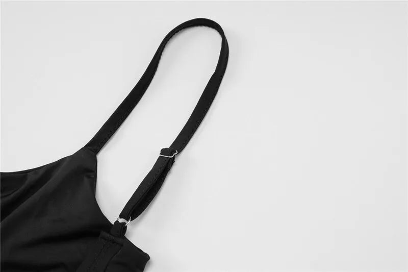 Party Dresses - Black Sexy Dress Sets Women Spaghetti Strap Bodysuit And Maxi Skirt Matching Sets Backless Slim Fit Long Skirt Set