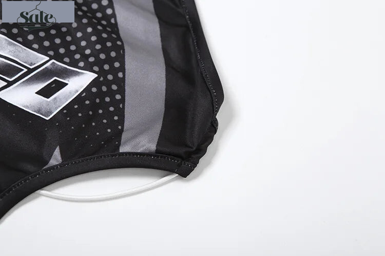 Bodysuits - Halter Hollow Bodysuit Woman Summer Backless Straps Zipper Sexy Print Wild Fashion Trend Streetwear Skinny Clubwear