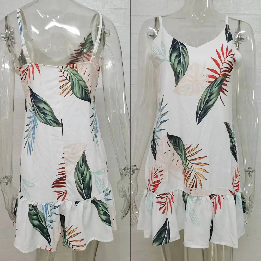 Cami Dresses - Fashion Dress Women Casual Loose Summer Non Strech Polyester Regular Short Dress Sleeveless Solid Color V-neck Suspender Women