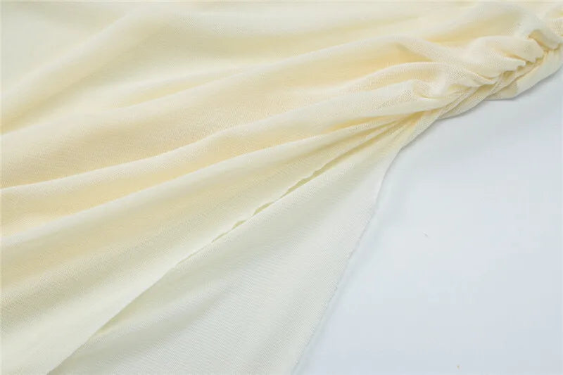 Party Dresses - Mesh Hollow Out Backless Sexy Maxi Dress For Women Fashion One Sleeveless See Through Ruched Bodycon Club Long Dress