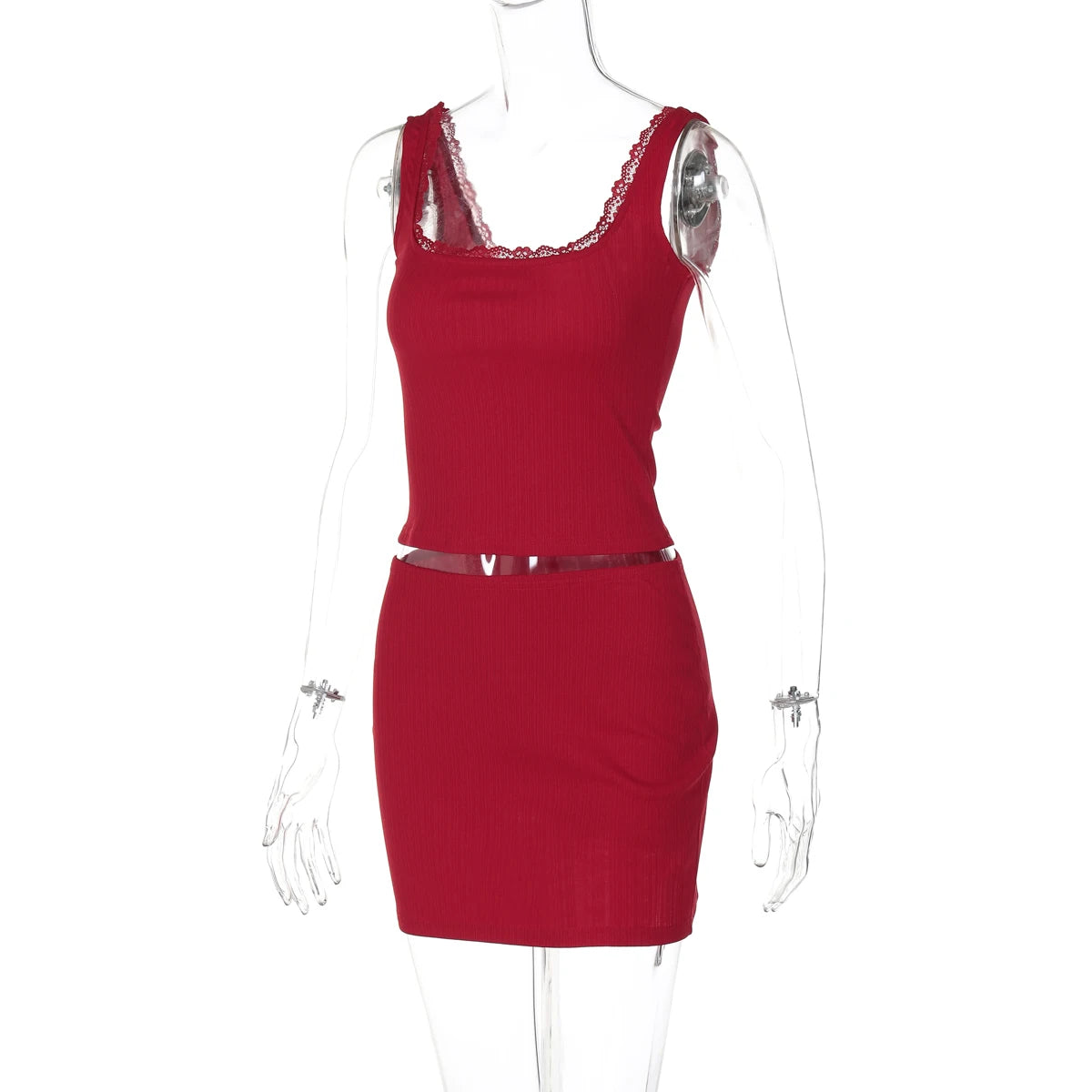 Skirts set - Women 2024 Summer Autumn Crop Tank Tops Mini Skirt Party Club Two Piece Set Outfit Basic Wholesale Items For Business