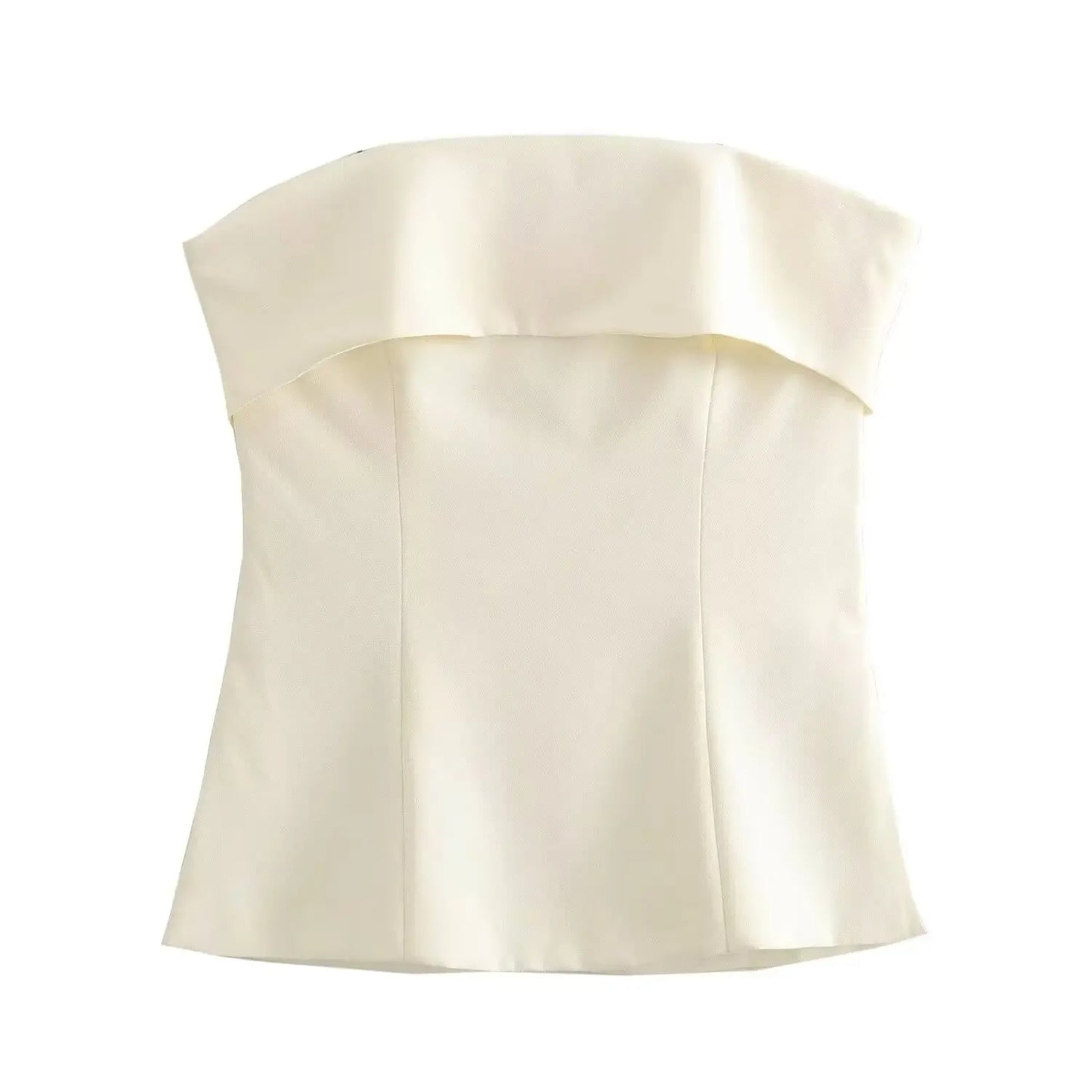 Matching Sets - Spring SummerWomen Casual Solid Suits Strapless Zipper Slim Vests+High Waist Zipper Pants Fashion Women Vintage Suit