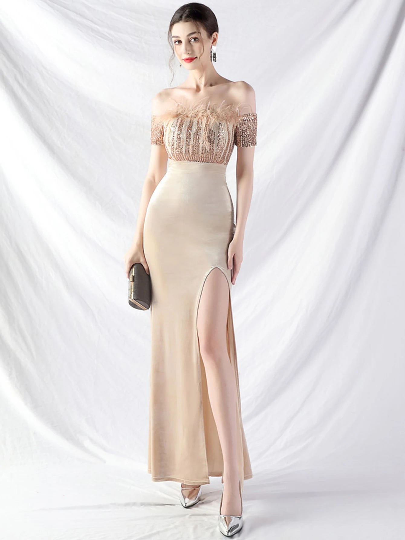 Elegant Dresses - Sexy elegant long wedding evening dresses for women luxury velvet birthday party dress woman maxi sequin summer dress vestidos