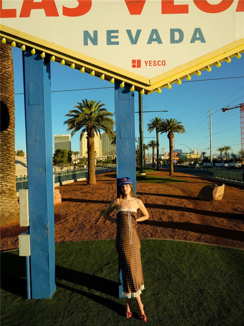 Strapless Dresses - Lace Strapless Backless Sexy Midi Dress For Women Fashion Off-shoulder Sleeveless Bodycon Polka Dot Dress Elegant