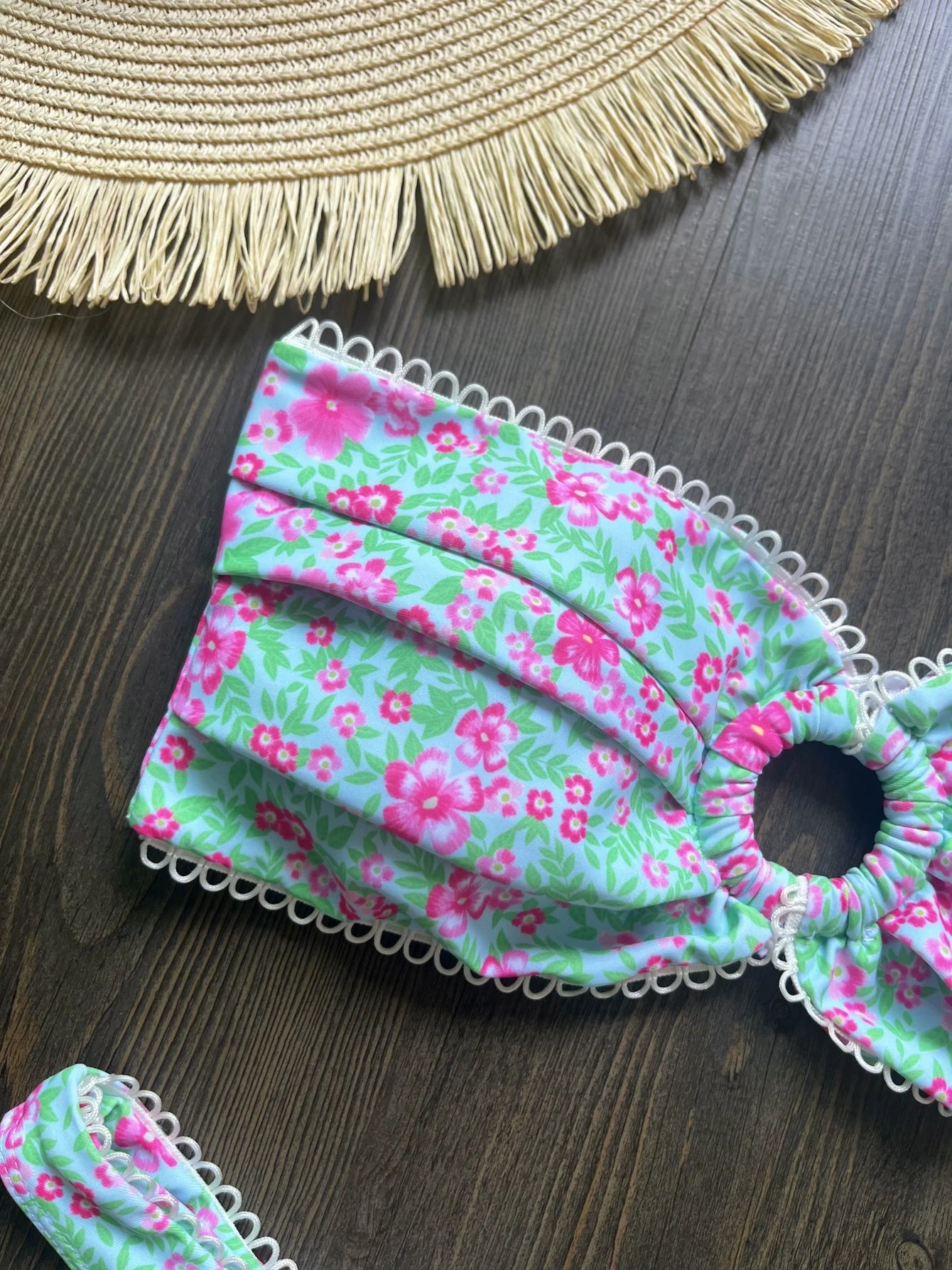 Swimweaar - Floral Flowers Bandeau High Leg Cut Bikini Women Swimwear Female Swimsuit Two-pieces Bikini set Bather Bathing Suit Swim
