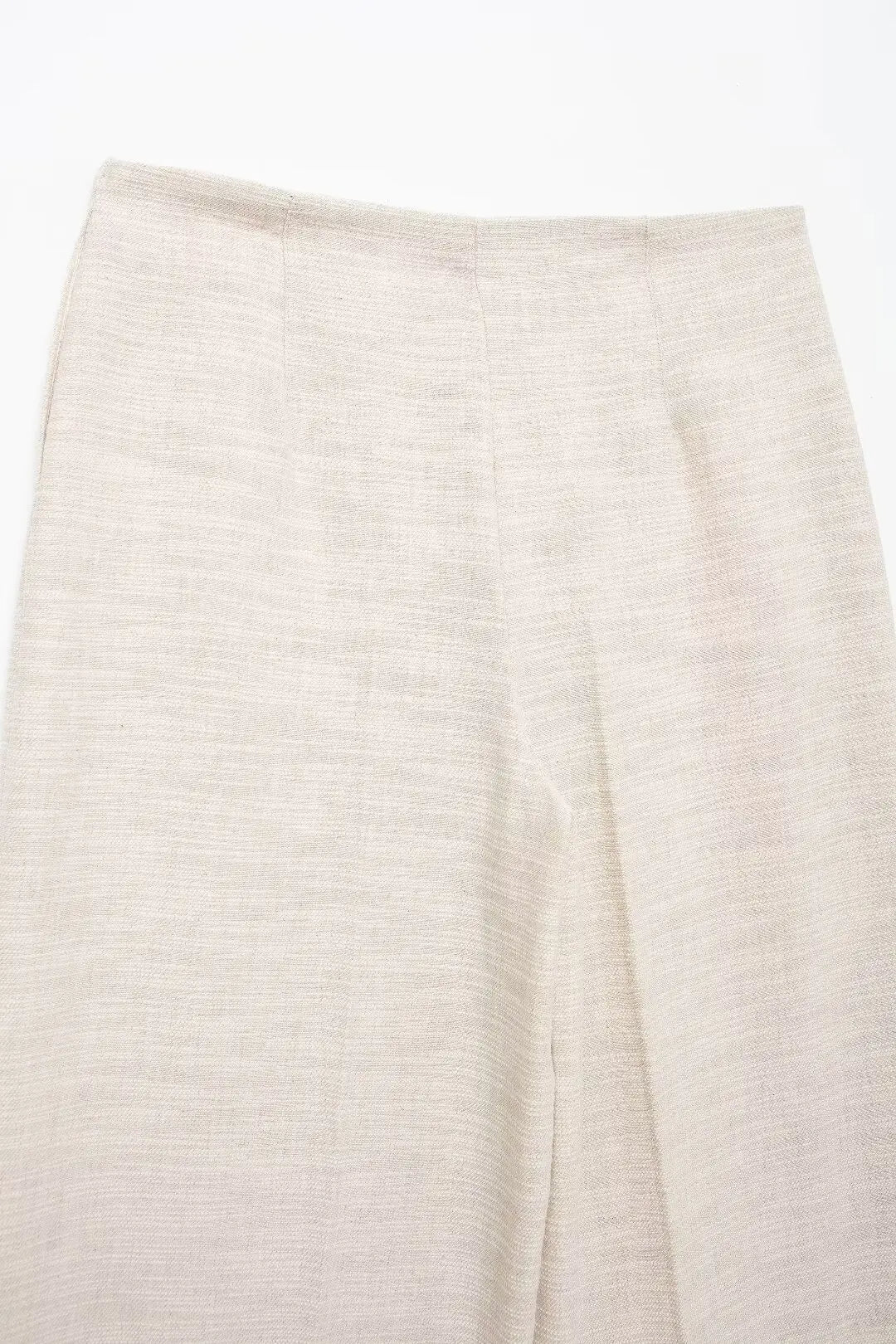 Pants Sets - Women Elegant Solid Slim Back Zipper Side Slit Crop Design Slash Neck Top+High-Waisted Zip-up Loose Long Pant 2 Piece Set