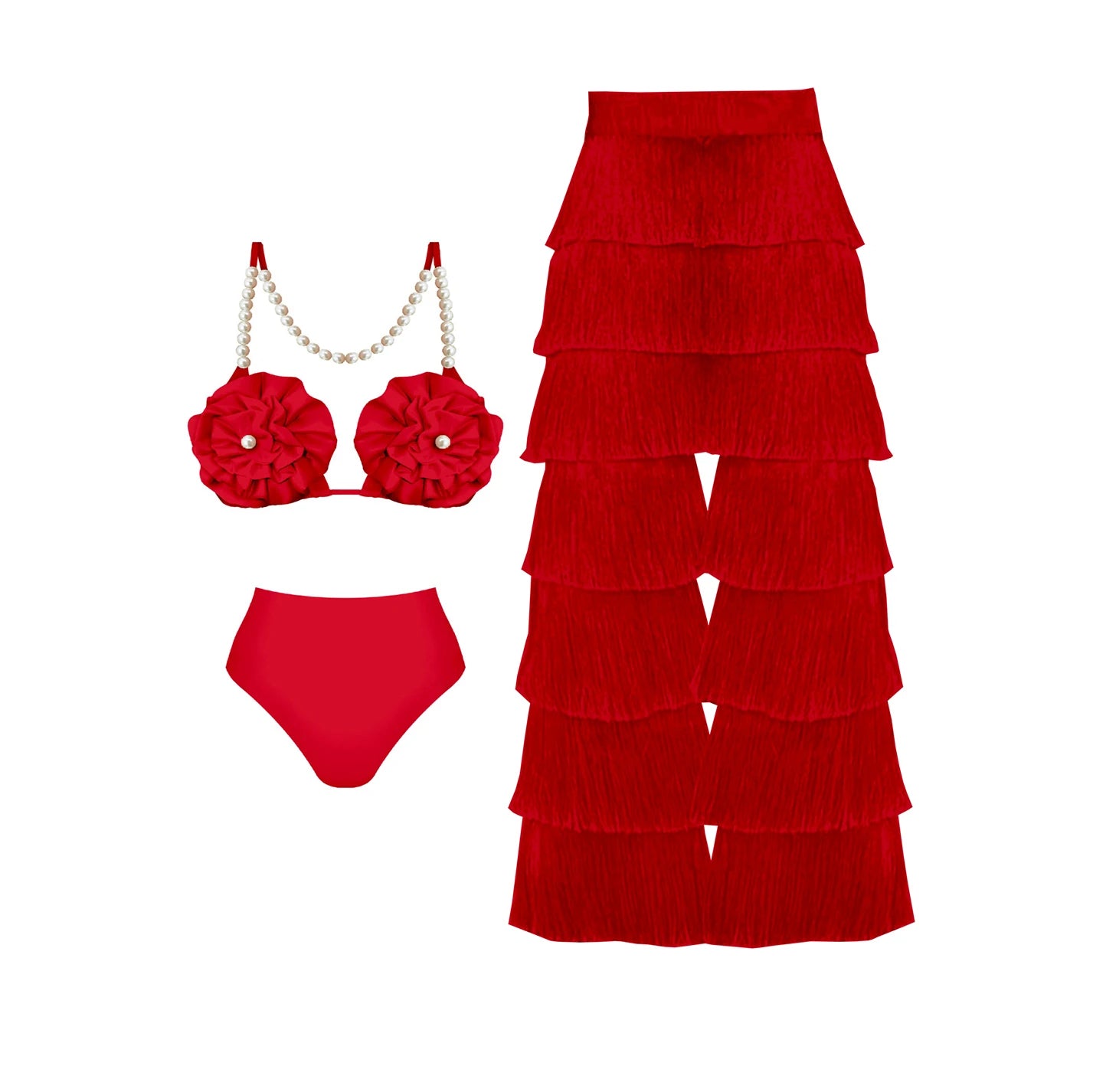 Swimwear - New 2Pcs Flower Swimsuit With Cover Up Women Sexy Swimwear One Shoulder Bikini Female Biquini Push Up Bodysuit Beachwear