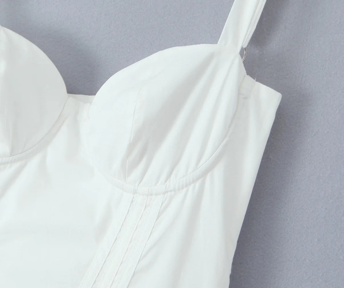 Midi Dresses - women's clothing French white waist slimming suspender dress female summer three-dimensional