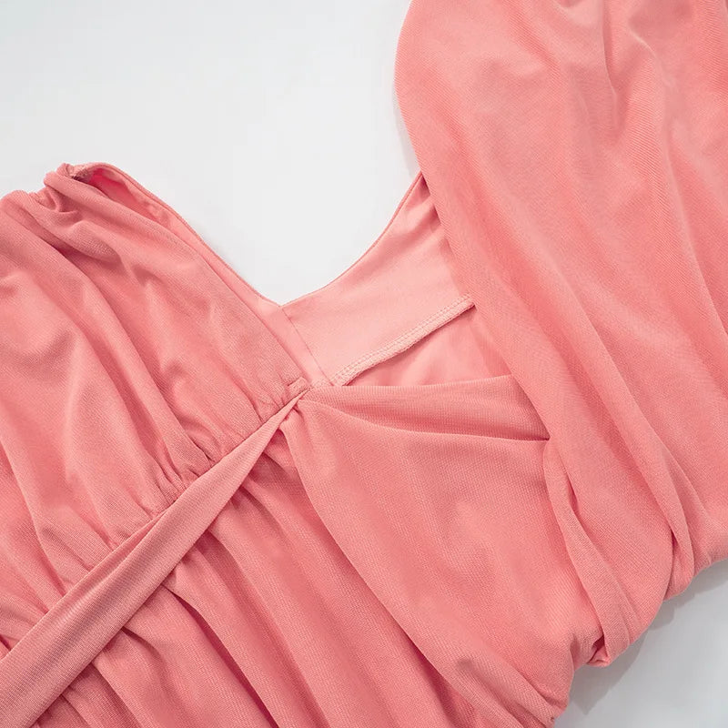 Elegant Dresses - Sexy Sleeveless Hollow Out Pleated Patchwork Maxi Dress For Women High Waist Off-shoulder Slim Club Party Long Dress