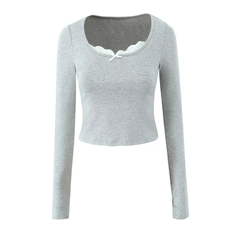 Loungewear - Women Lace Top Pant Suit Casual Bow Lace Up Patchwork Blouse Loose Elastic Waist Trouser Female Sets 2025 Spring Lady Streetwear