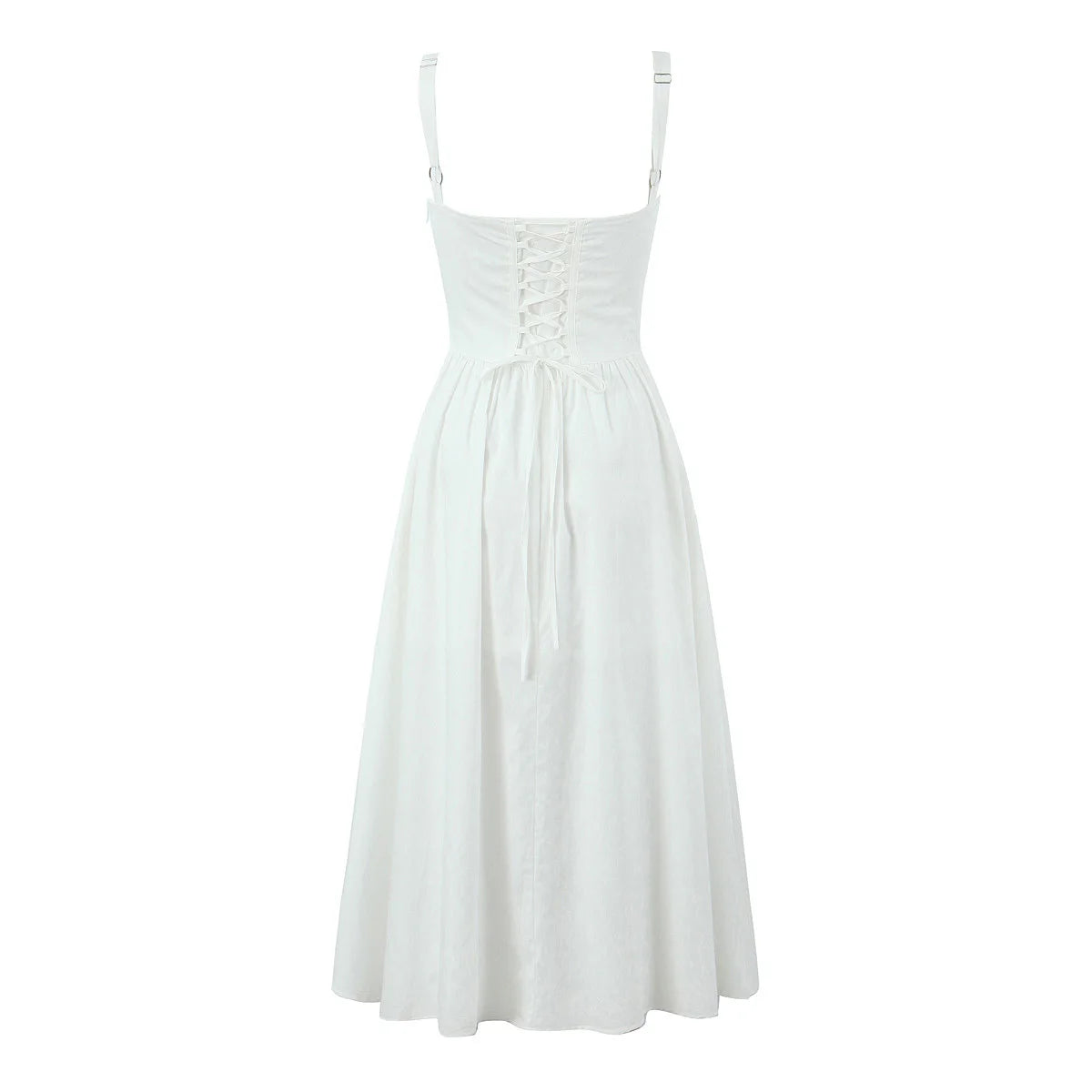 Midi Dresses - women's clothing French white waist slimming suspender dress female summer three-dimensional
