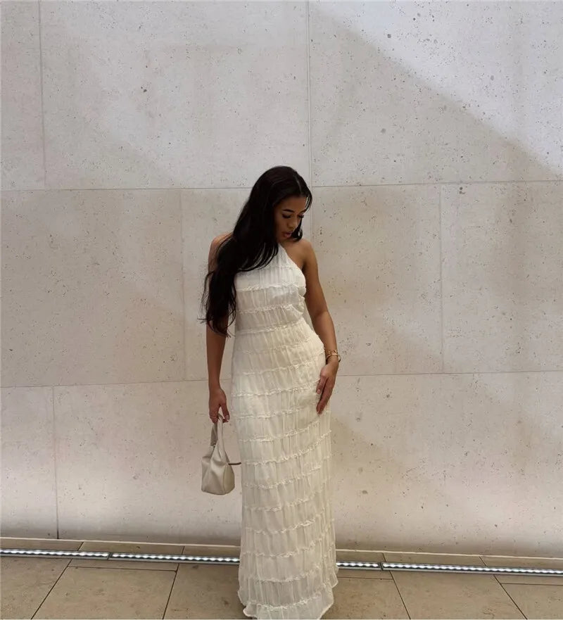 Party Dresses - Mozision Halter Backless Sexy Maxi Dress For Women Spring Summer New Lace-up Sleeveless Pleated Beach Holiday Long Dress Elegant