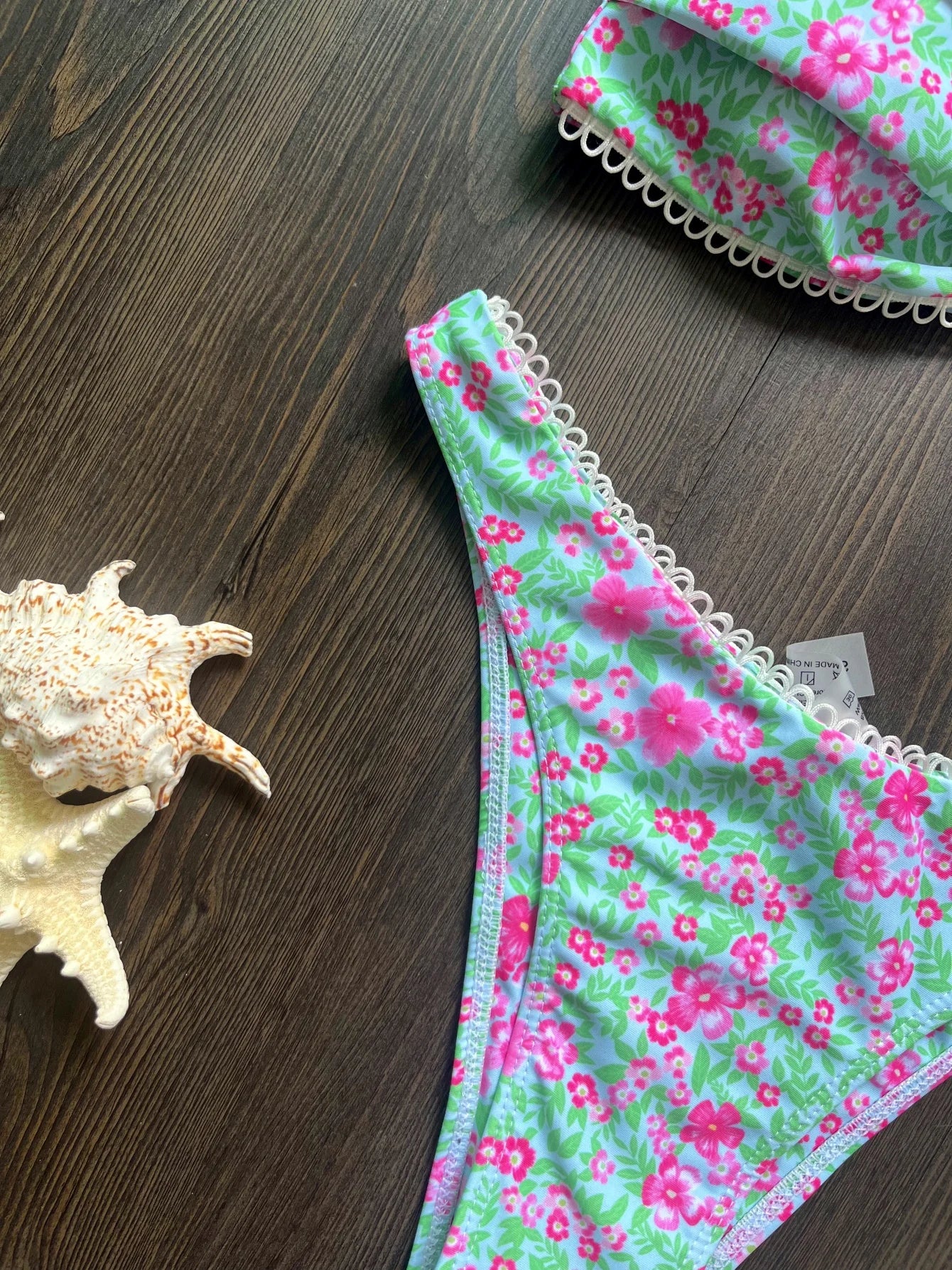 Swimweaar - Floral Flowers Bandeau High Leg Cut Bikini Women Swimwear Female Swimsuit Two-pieces Bikini set Bather Bathing Suit Swim