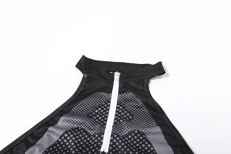 Bodysuits - Halter Hollow Bodysuit Woman Summer Backless Straps Zipper Sexy Print Wild Fashion Trend Streetwear Skinny Clubwear