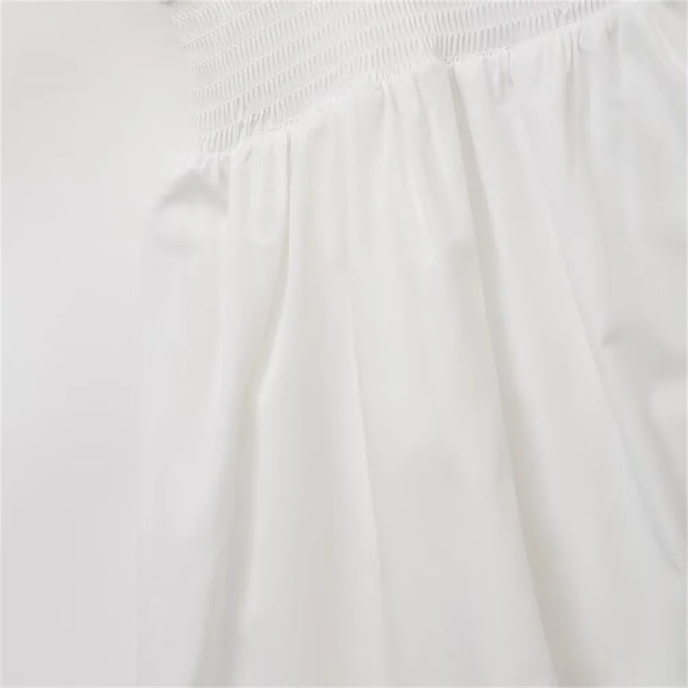 Vacation Dresses - Summer New Women's Fashion Style Slimming Sweet Solid Color Versatile Embroidered Lace Splicing Dress