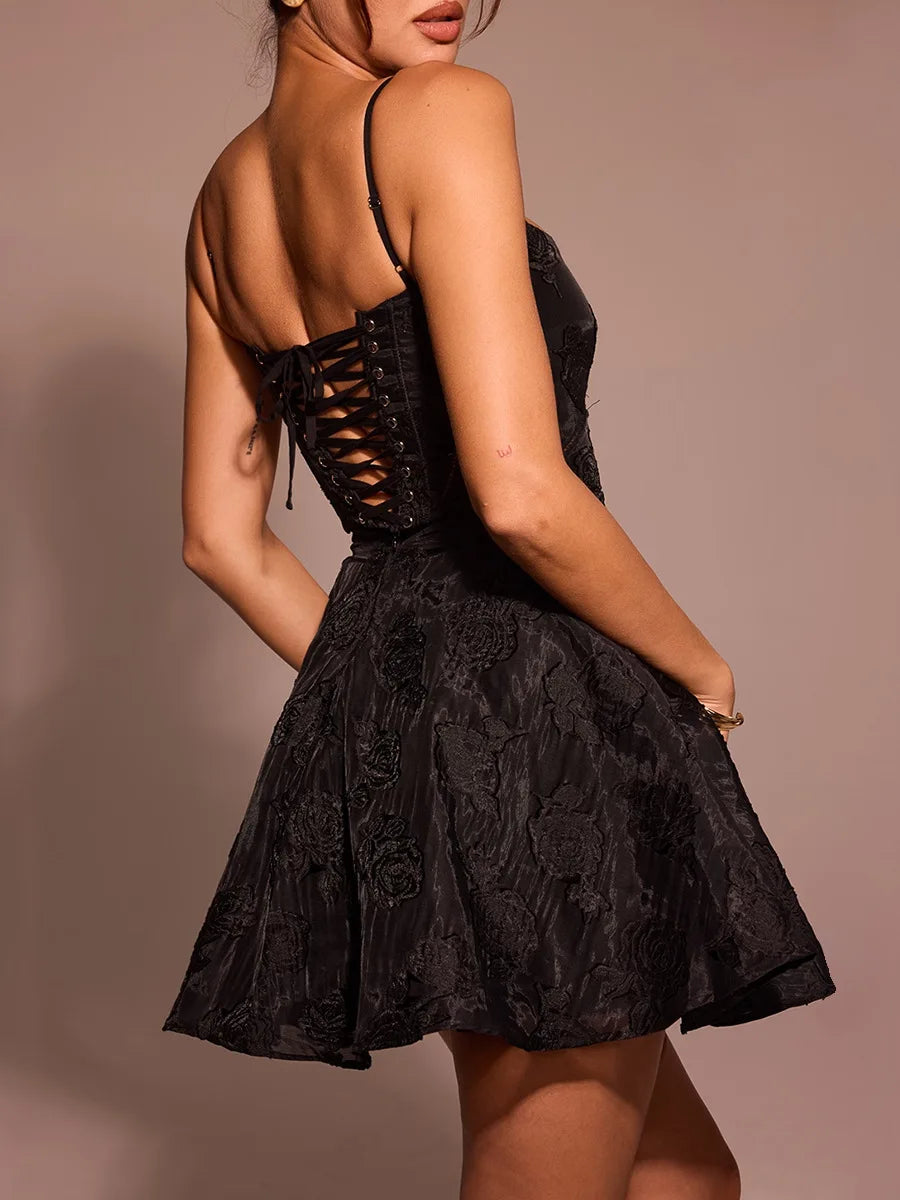 Cocktail Dresses - Lace Camisole V-neck Dress Slim Fit Backless Light Dresses Banquet Feminine Temperament 2025