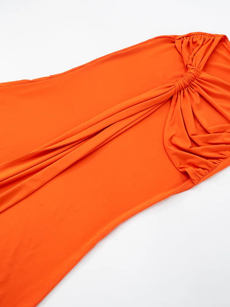 Elegant Dresses - Sexy Sleeveless Hollow Out Irregular Side Ribbon Pleated Long Dress For Women High Waist Elegant Sexy Club Party Dress