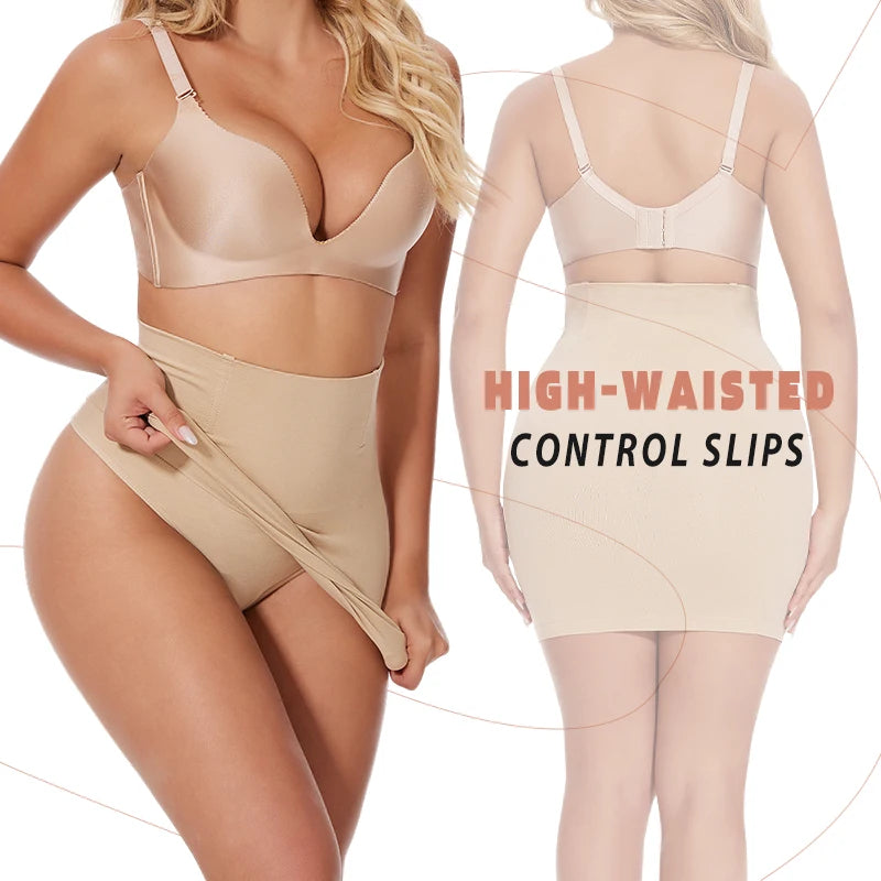 Shapers - Half Slips for Under Dress Women Shapewear Tummy Control Slim Waist Body Shaper Half Skirts Thongs 2 in 1 Butt Lifter Underwear
