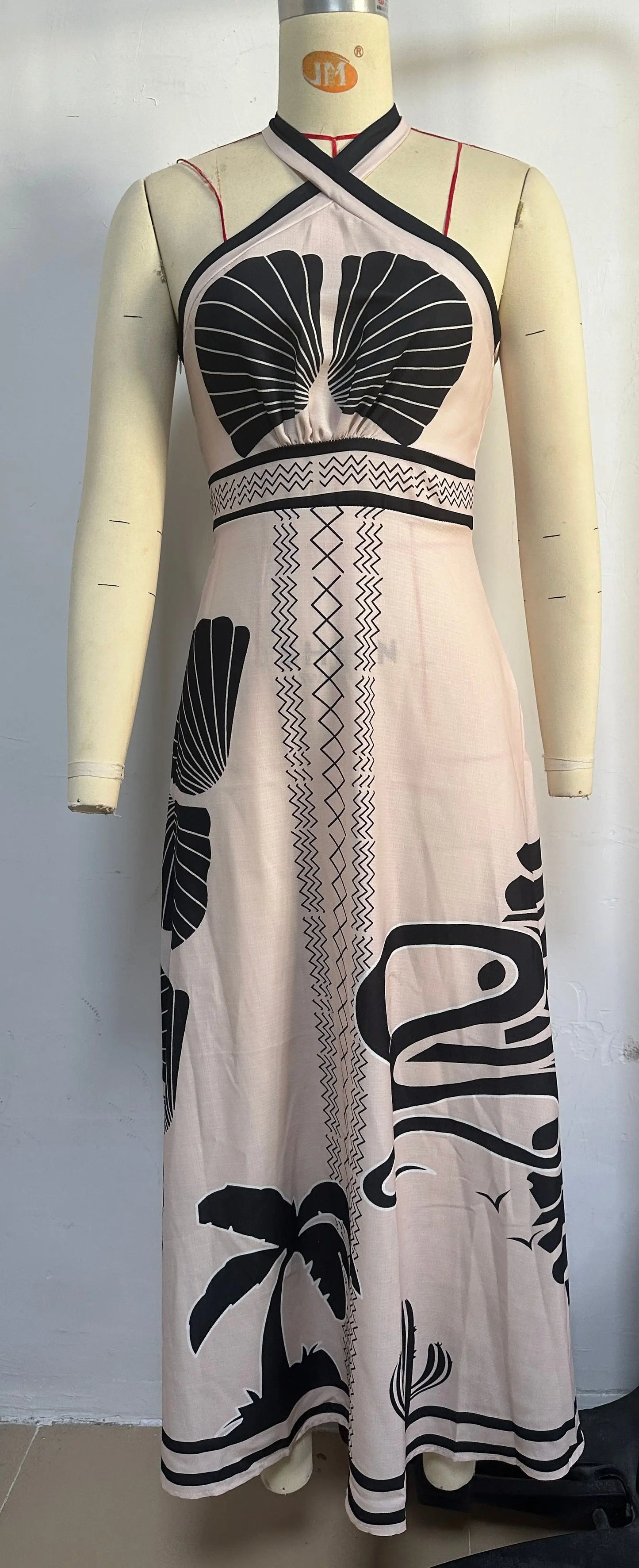 Vacation Dresses - Beach Floral Print Backless Vintage Summer Dress Women Halter Bandage Split Elegant Dress 2025 Bohe Holiday Party Dress Female