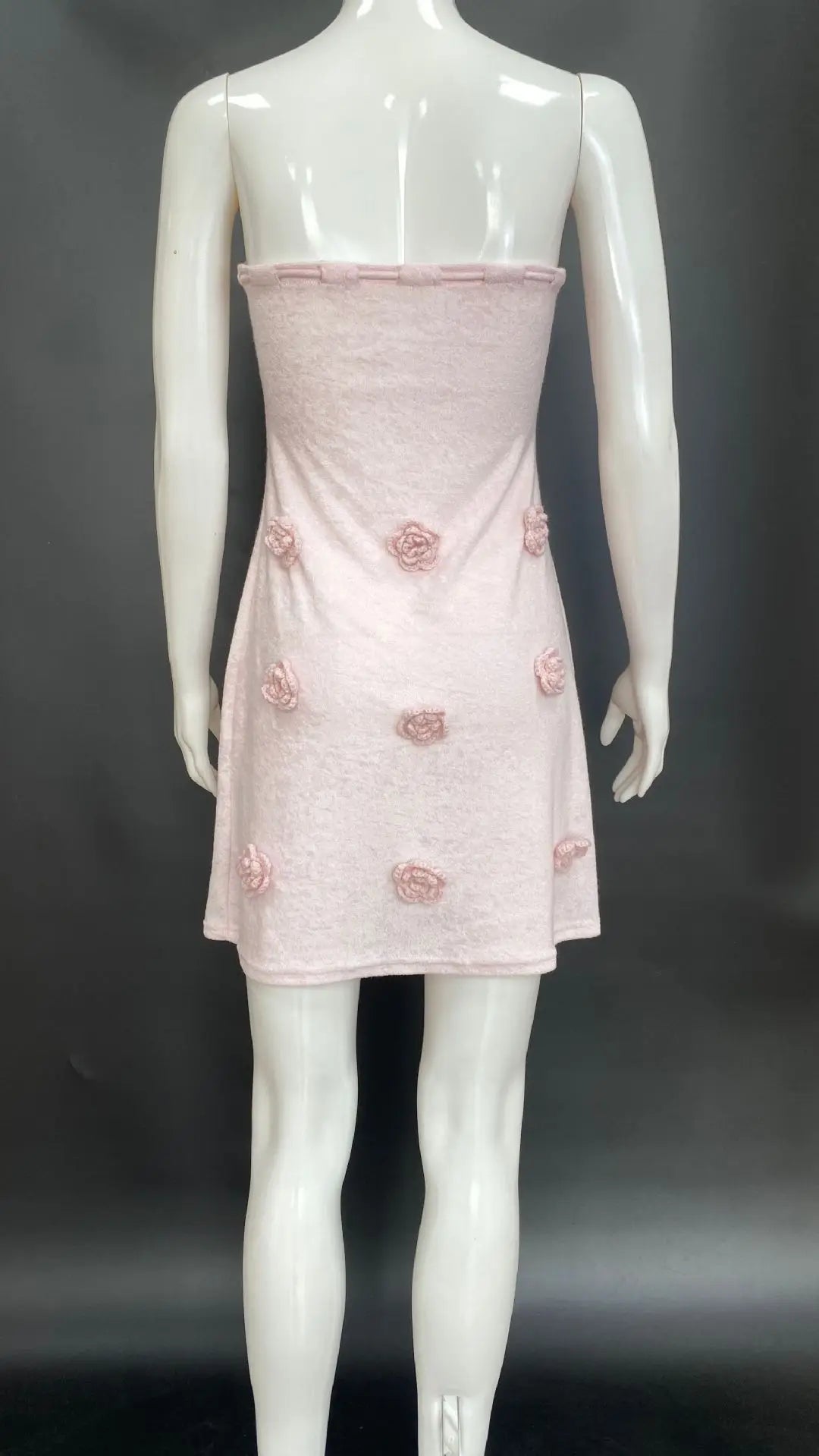 Casual Dresses - Elegant Sleeveless Lace Up Pink Mini Dress Women New Fashion 3d Flower Backless Sexy A-Line Short Dresses Bodycon Birthday Party