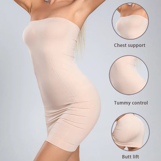 Shapers - Strapless Shapewear Body Shaper for Women Tummy Control Full Slip Shapewear Under Dress