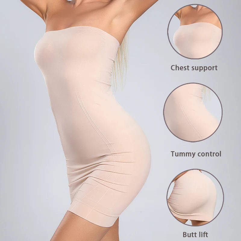 Shapers - Strapless Shapewear Body Shaper for Women Tummy Control Full Slip Shapewear Under Dress