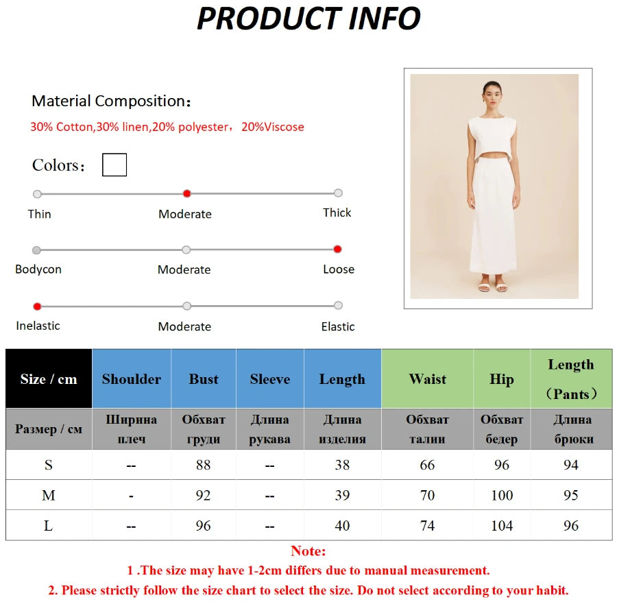 Skirts set - Cotton Linen Vest Half Skirt 2-Piece Set Women's Summer New INS Chic Short Vest Casual Set Split Long Skirt Suits