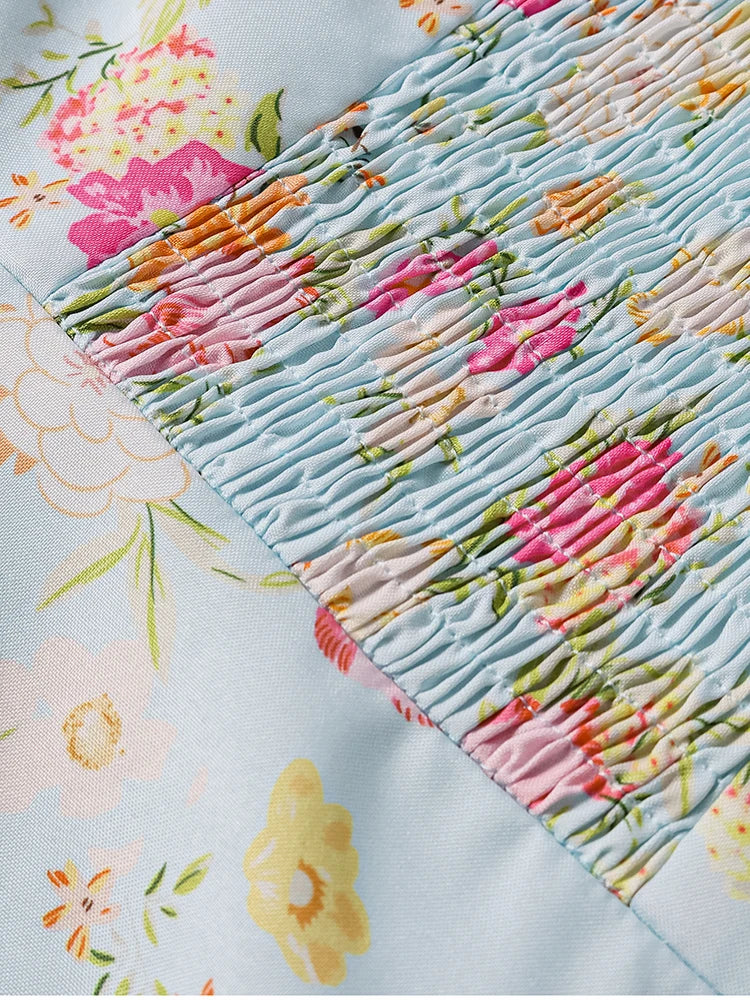 Floral Dresses - Women's Halter Backless Print Floral Midi Corset Dress Spaghetti Straps Tie Up Fashion Casual Holiday Long Dresses Pink