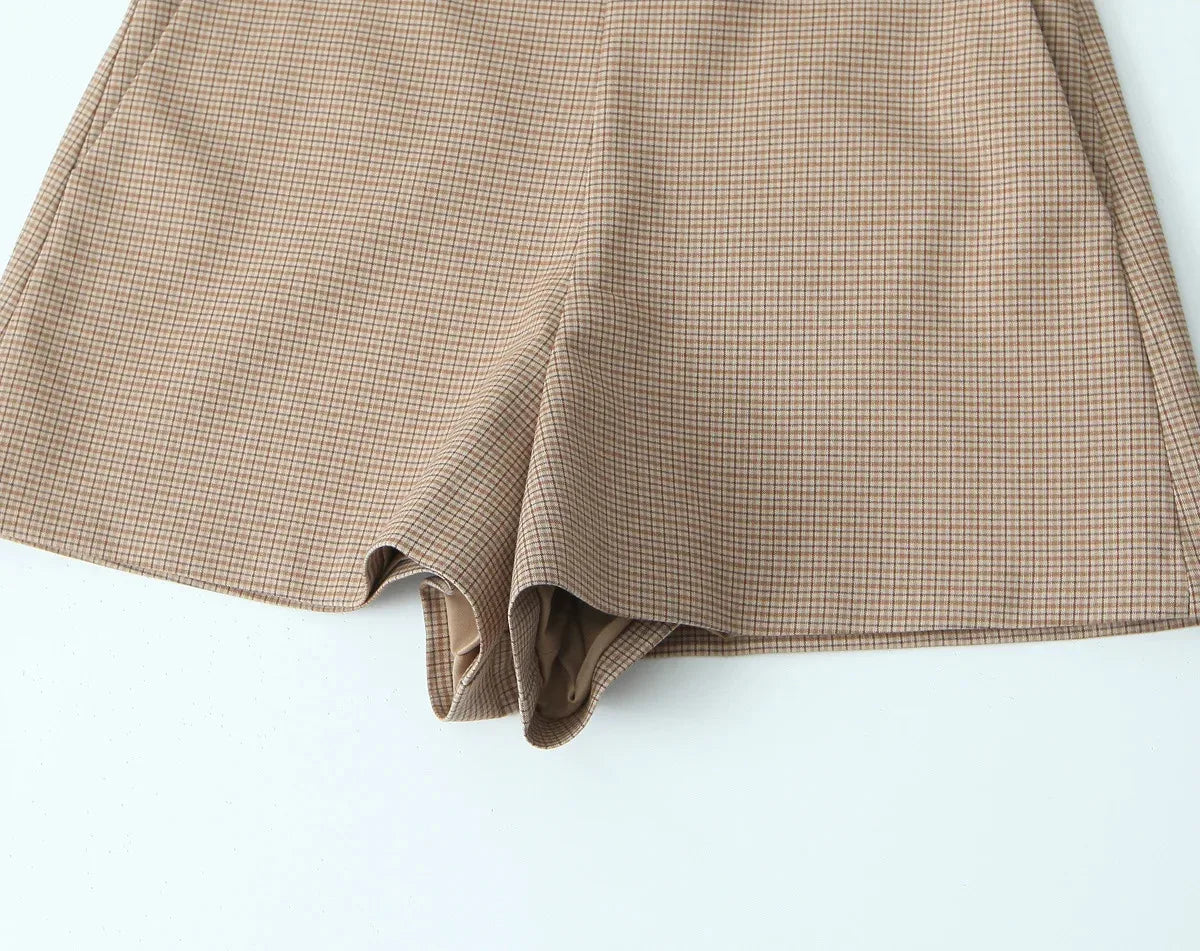 Plaid Shorts Sets for Women 2 Pieces 2025 New Fashion Off Shulder Short Tops Women Suit Two Piece Set Women Outfit