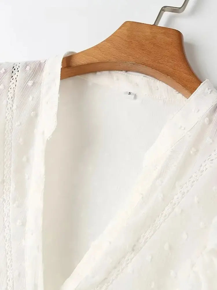 Blouses - 2025 Spring Summer Women French Fashion Chiffon Shirts Ruffle Design Single-breasted Vintage Blouses