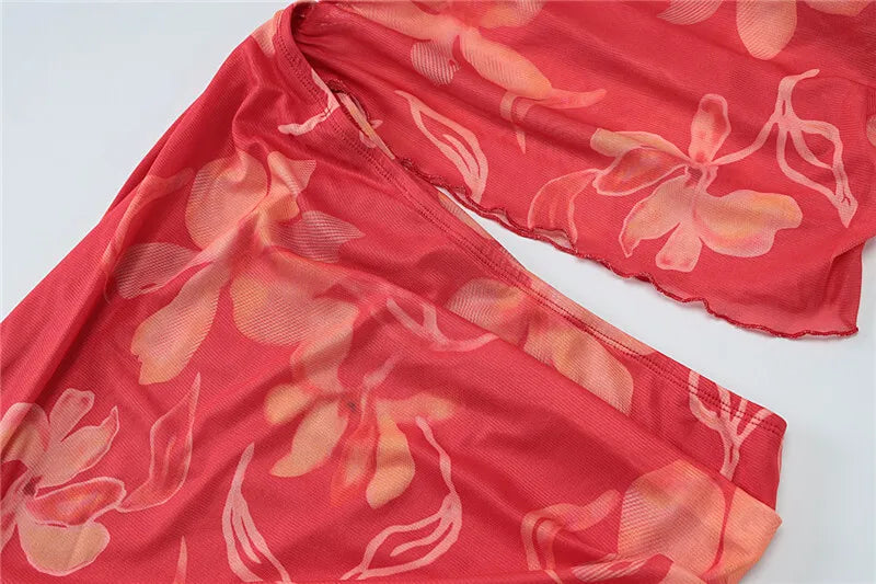 Party Dresses - Halter Deep V Neck Ruffled Sexy Maxi Dress For Women Fashion Sleeveless Backless High Waist Bodycon Club Printed Dress